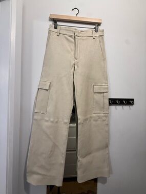 Sprwmn Real leather beige cargo pants